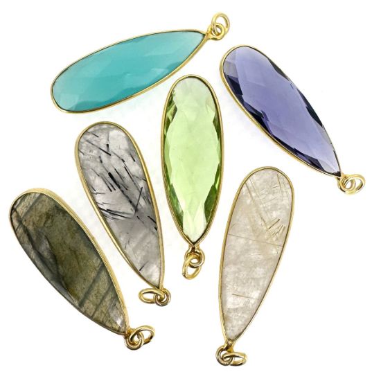 Wholesale Necklace Charm Bar Kit - 30*10mm Elongated Teardrop Bezel Charm Kit #12