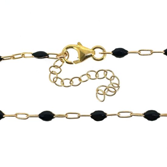 Wholesale 1/20 14k Gold Filled Finished Adjustable Enamel Chain Jewelry - Paperclip Chain with Black Enamel