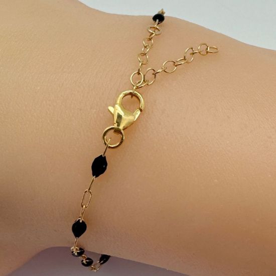 Wholesale 1/20 14k Gold Filled Finished Adjustable Enamel Chain Jewelry - Paperclip Chain with Black Enamel