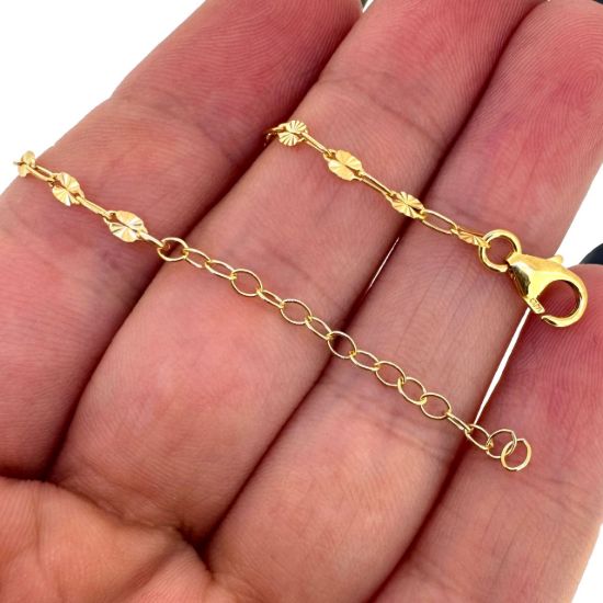 Wholesale 1/20 14K Gold Filled Finished Adjustable Paperclip Chain Jewelry- Sunburst Paperclip Chain