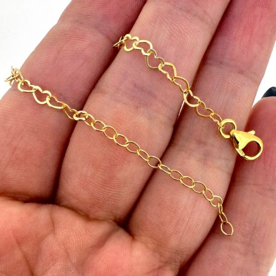 Wholesale 1/20 14K Gold Filled Finished Adjustable Flat Heart Chain Jewelry - Flat Heart Chain