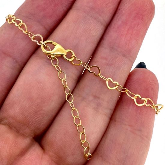 Wholesale 1/20 14K Gold Filled Finished Adjustable Flat Heart Chain Jewelry - Flat Heart Chain