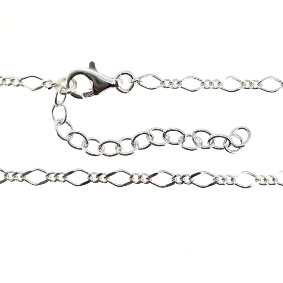Wholesale 925 Sterling Silver Finished Adjustable Figaro Chain Jewelry- Figaro 8 Cable Chain