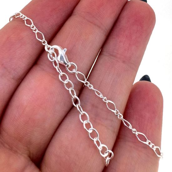 Wholesale 925 Sterling Silver Finished Adjustable Figaro Chain Jewelry- Figaro 8 Cable Chain