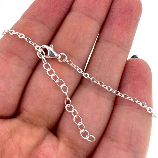 Wholesale 925 Sterling Silver Finished Adjustable Flat Cable Chain Jewelry - 2mm Small Flat Cable Chain