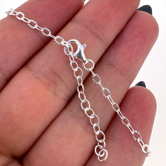 Wholesale 925 Sterling Silver Finished Adjustable Cable Chain Jewelry- Textured Cable Chain