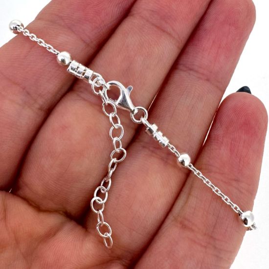 Wholesale 925 Sterling Silver Finished  Adjustable Satellite Chain Jewelry - 3mm Ball Satellite Chain