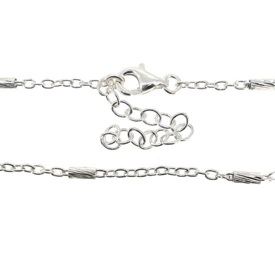Wholesale 925 Sterling Silver Finished Adjustable Satellite Chain Jewelry - 4mm Textured Bar Satellite Chain
