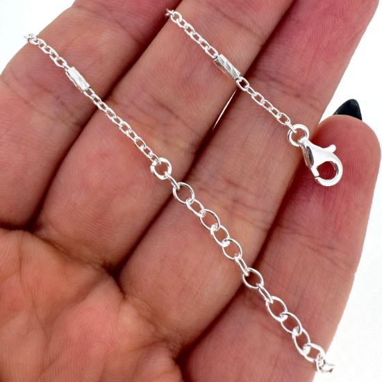 Wholesale 925 Sterling Silver Finished Adjustable Satellite Chain Jewelry - 4mm Textured Bar Satellite Chain