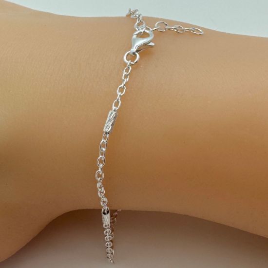 Wholesale 925 Sterling Silver Finished Adjustable Satellite Chain Jewelry - 4mm Textured Bar Satellite Chain