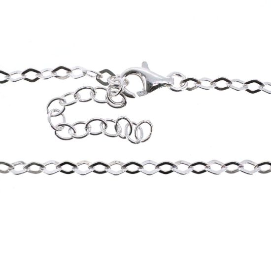 Wholesale 925 Sterling Silver Finished Adjustable Flat Cable Chain Jewelry - Diamond Shape Flat Cable Chain