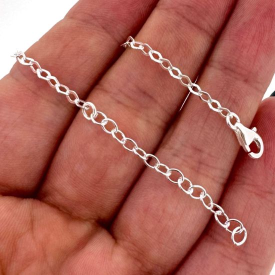 Wholesale 925 Sterling Silver Finished Adjustable Flat Cable Chain Jewelry - Diamond Shape Flat Cable Chain