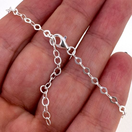 Wholesale 925 Sterling Silver Finished Adjustable Flat Cable Chain Jewelry - Diamond Shape Flat Cable Chain