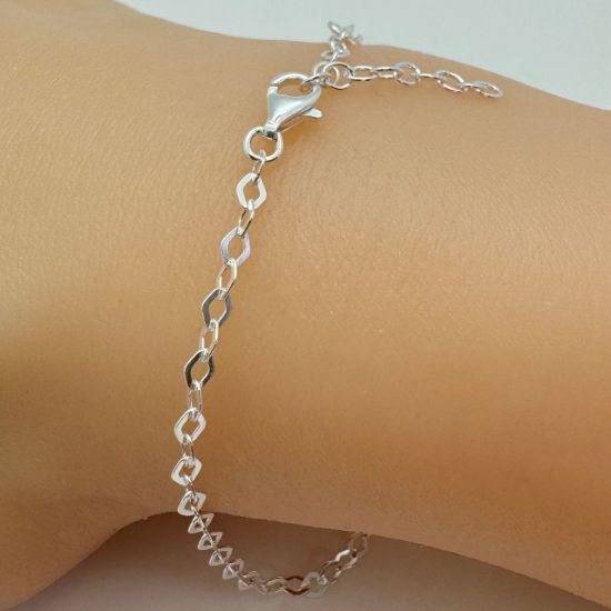 Wholesale 925 Sterling Silver Finished Adjustable Flat Cable Chain Jewelry - Diamond Shape Flat Cable Chain