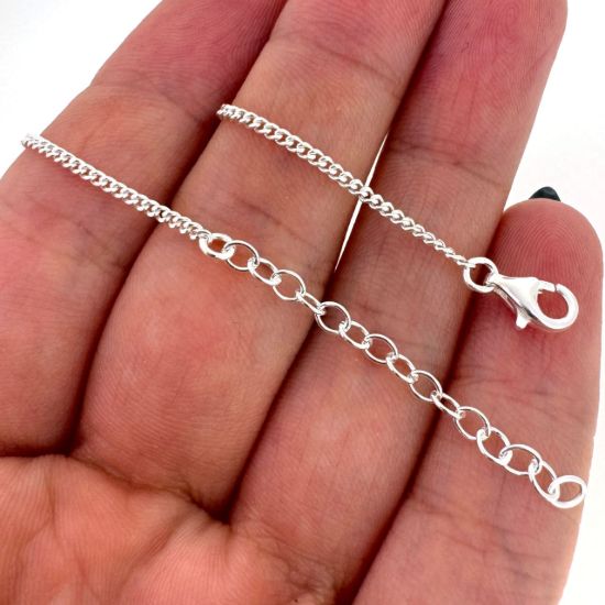 Wholesale 925 Sterling Silver Finished Adjustable Curb Chain Jewelry- 1.5mm Small Curb Chain 