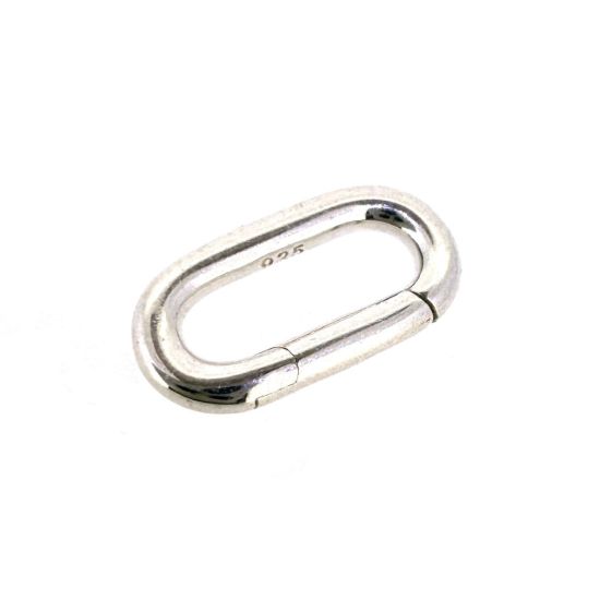 Wholesale 925 Sterling Silver No Trigger Clasp - 12.8mm Oval Clicker Clasp