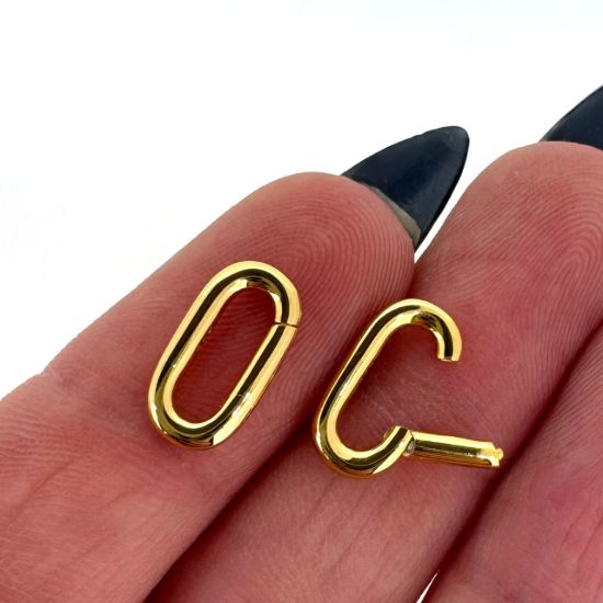 Wholesale Gold Over Sterling Silver No Trigger Clasp - 12.8mm Oval Clicker Clasp