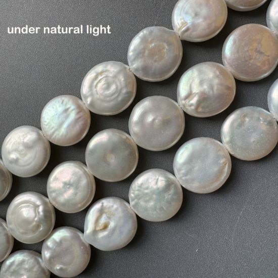Wholesale Creamy White Freshwater Pearls, 10-12mm Coin Shape - June Birthstone (Sold Per Strand)