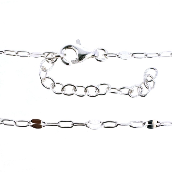 Wholesale 925 Sterling Silver Finished Adjustable Paperclip Chain Jewelry- 1+3 Flatened Paperclip Chain