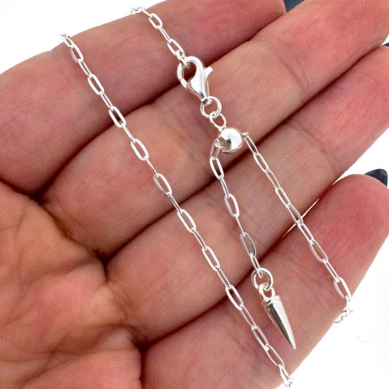 Wholesale 925 Sterling Silver Adjustable Chain Necklace - Small Paperclip Chain - Adjustable up to 22"