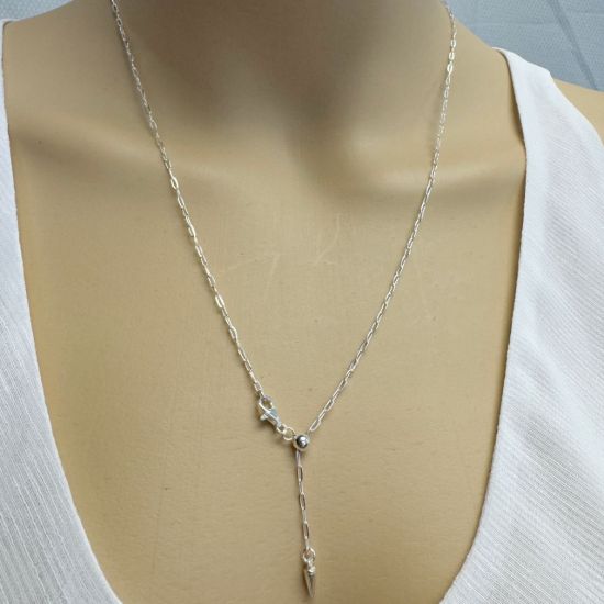 Wholesale 925 Sterling Silver Adjustable Chain Necklace - Small Paperclip Chain - Adjustable up to 22"