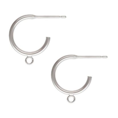 Wholesale Sterling Silver C Shaped Hoop with Ring for Jewelry Making, Wholesale Earwire and Findings