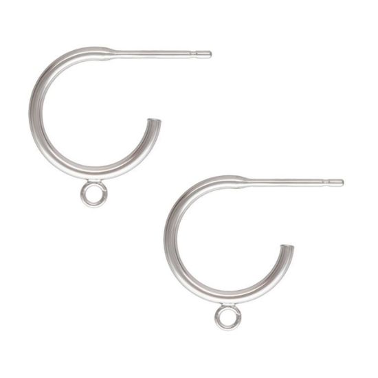 Wholesale Sterling Silver C Shaped Hoop with Ring for Jewelry Making, Wholesale Earwire and Findings