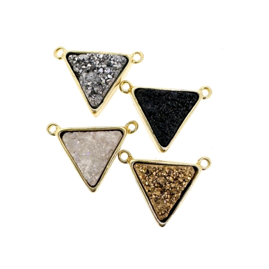 Wholesale Gold Plated Gold Agate Titanium Triangle Druzy Connector