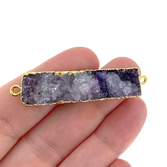 Wholesale Druzy Gemstone Green Agate Bar Gold Connector Pendant Wholesale Pendants for Jewelry Making