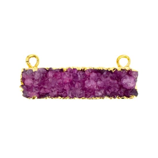Wholesale Druzy Pendant, Rainbow Druzy Gold plated Bar,Geode Bar Pendant,Long Druzy Gemstone Bar with Gold Bail - 49mm