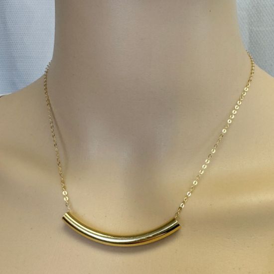 Wholesale Gold Over Sterling Silver Smooth Curve Tube Spacer - 50mm (1 piece)