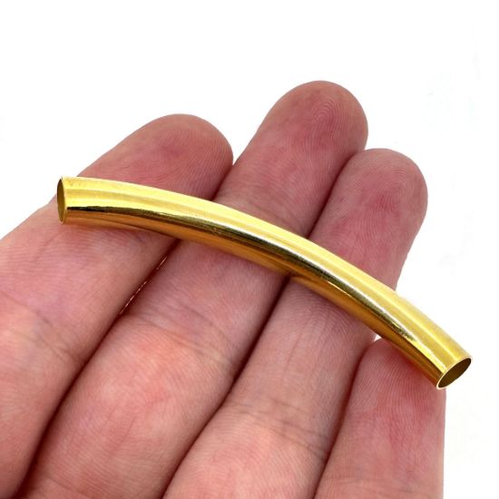 Wholesale Gold Over Sterling Silver Smooth Curve Tube Spacer - 50mm (1 piece)
