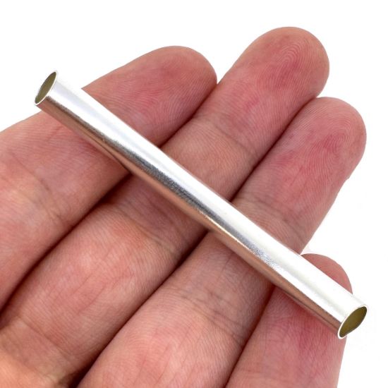 Wholesale Sterling Silver Smooth Curve Tube Spacer - 50mm (1 piece)