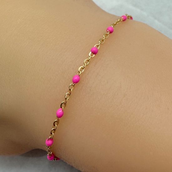Wholesale 1/20 14K Gold Filled Cable Chain with Pink Enamel Link Bulk Chain - by the Foot