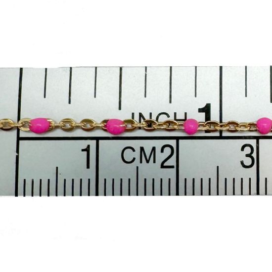 Wholesale 1/20 14K Gold Filled Cable Chain with Pink Enamel Link Bulk Chain - by the Foot