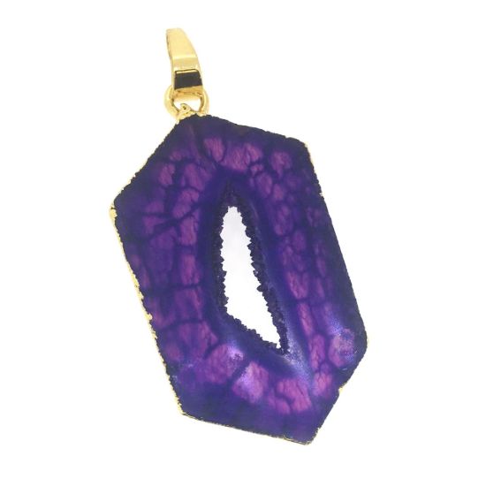 Wholesale Druzy Geode Hexagon Pendant, Geode Window Agate- Natural Agate 43mm