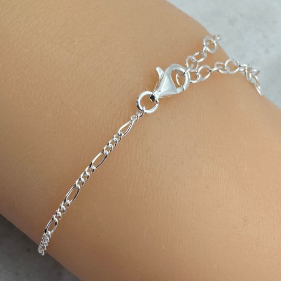 Wholesale 925 Sterling Silver Finished Adjustable Figaro Chain Jewelry- 1.4mm Figaro Chain