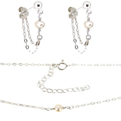 Wholesale 925 Sterling Silver Freshwater Pearl Earring And Necklace Set 