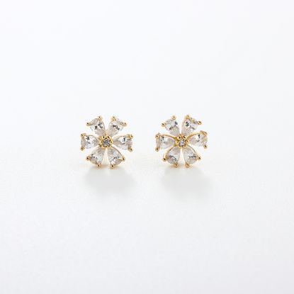 Wholesale Sample-order item-Sterling Silver or Gold Over Silver CZ Stone Flower Studs-8mm