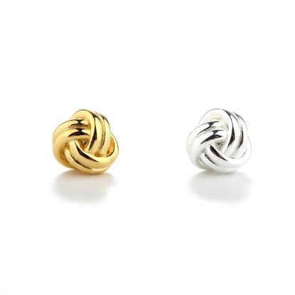Wholesale Sample-order item-Sterling Silver or Gold Over Silver Fancy Big Love Knot Studs-9mm