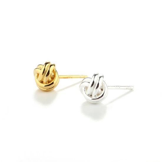 Wholesale Sample-order item-Sterling Silver or Gold Over Silver Fancy Big Love Knot Studs-9mm