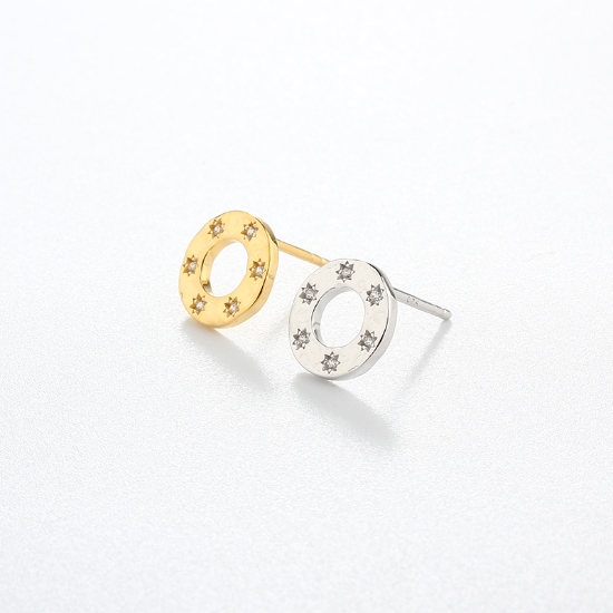 Wholesale Sample-order item - Sterling Silver or Gold Over Silver CZ Stone Button Studs-10mm