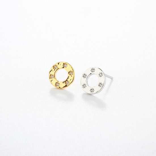 Wholesale Sample-order item - Sterling Silver or Gold Over Silver CZ Stone Button Studs-10mm
