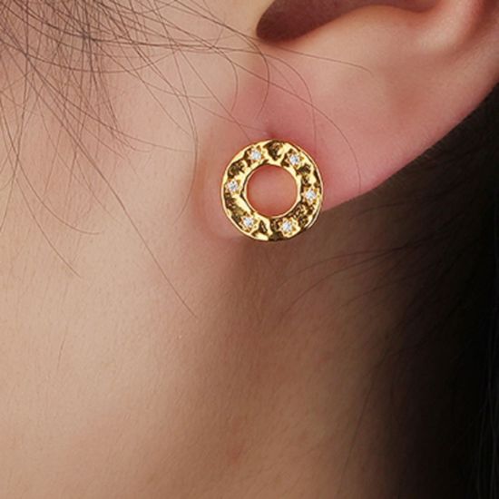 Wholesale Sample-order item - Sterling Silver or Gold Over Silver CZ Stone Button Studs-10mm