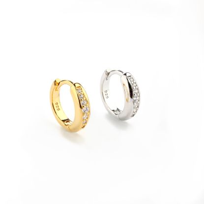 Wholesale Sample-order item-Sterling Silver or Gold Over Silver Fancy Hoops With Gradient CZ Stones-14mm