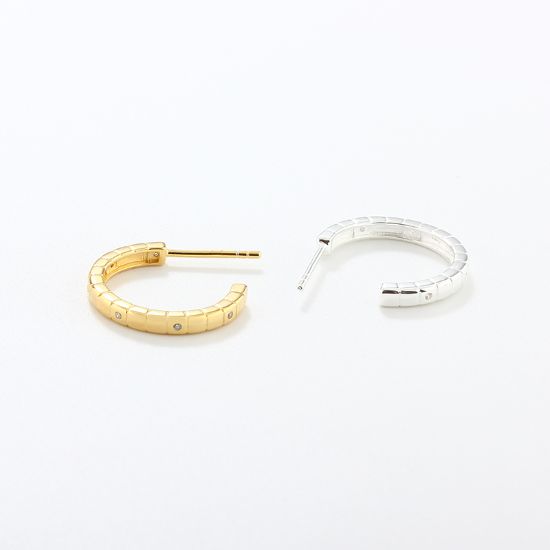Wholesale Sample-order item-Sterling Silver or Gold Over Silver Half Hoops With CZ Stones-18mm