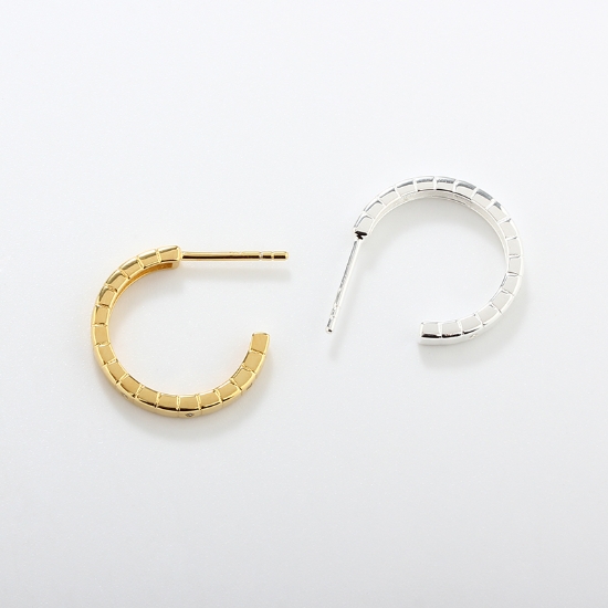 Wholesale Sample-order item-Sterling Silver or Gold Over Silver Half Hoops With CZ Stones-18mm
