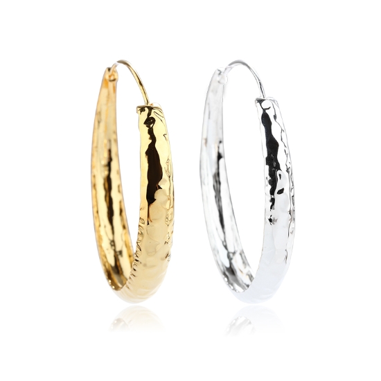 Wholesale Sample-order item-925 Sterling Silver or Gold Over Silver Large Hammered Hoops-45mm