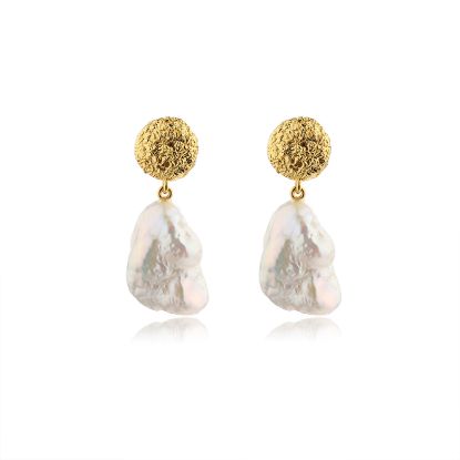 Wholesale Sample-order item-925 Sterling Silver or Gold Over Silver Textured Studs with Baroque Pearls
