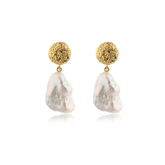 Wholesale Sample-order item-925 Sterling Silver or Gold Over Silver Textured Studs with Baroque Pearls